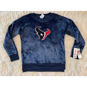 NFL Houston Texans Plush Fleece Pullover Crewneck Sweatshirt Juniors L